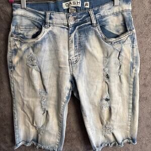 Vintage Dash Mens Distressed Jean Shorts Jorts Size 32x13 Acid Wash Y2K Grunge